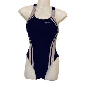 Speedo Girls Optik Spliced Powerback Swimsuit Black‎ WhiteStretch 2/28 Small